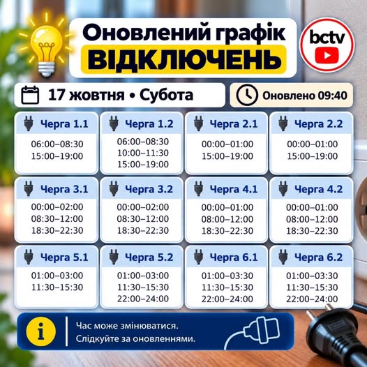 ГРАФІКИ СТАБІЛІЗАЦІЙНИХ ВІДКЛЮЧЕНЬ 17 ЖОВТНЯ
