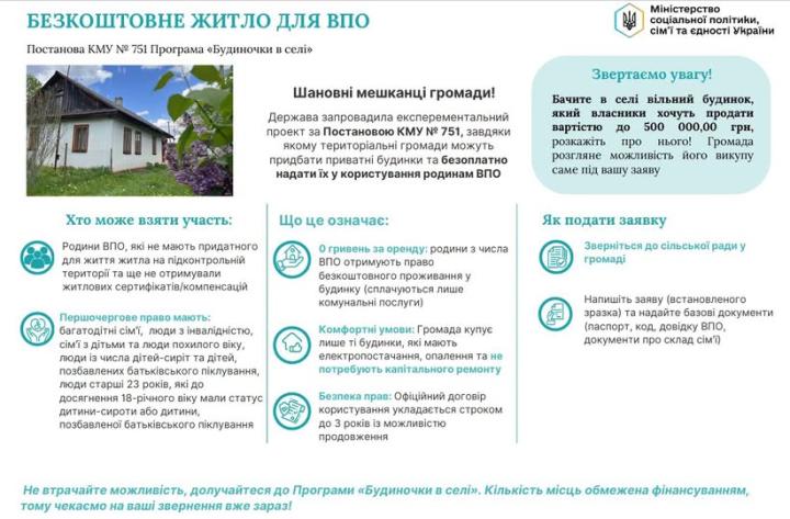 Безкоштовне житло для ВПО